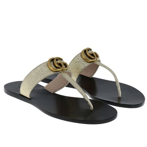 gucci gold sandal|Gucci gold sandals flat.